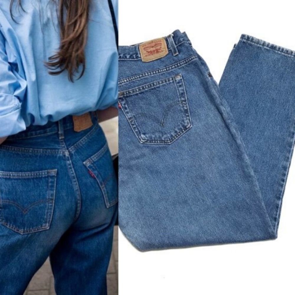 VINTAGE Levi's Relaxed Tapered Light Wash Jeans Blank Red Tab Levi's